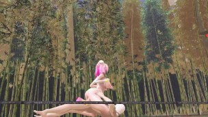 3d卡通*辣妹用她的大尖乳頭彈跳她的巨大胸部